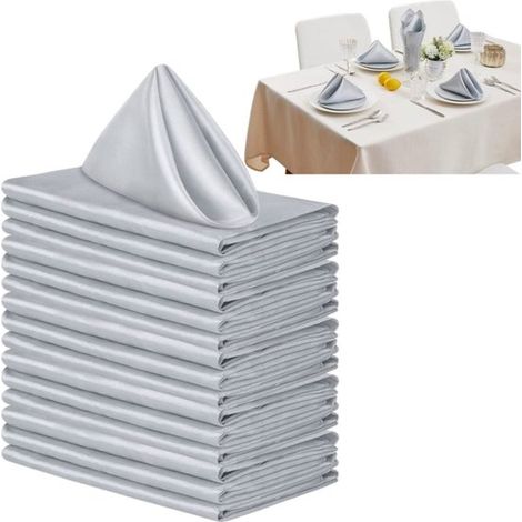 12 tovaglioli in raso argento - Design morbido e liscio - Adatti per decorazioni di matrimoni e banchetti - Tovaglioli quadrati - 43 x 43 cm - Perfetti per matrimoni, banchetti e decorazioni per feste