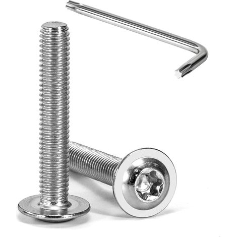 20 Pièces Vis à Tête Bombée Torx avec Bride M5 x 30 mm Vis à Six Pans Creux en Acier Inoxydable A2 V2A Boulons à Tête Hexagonale avec Clé T25 Filetage Complet (1/5)