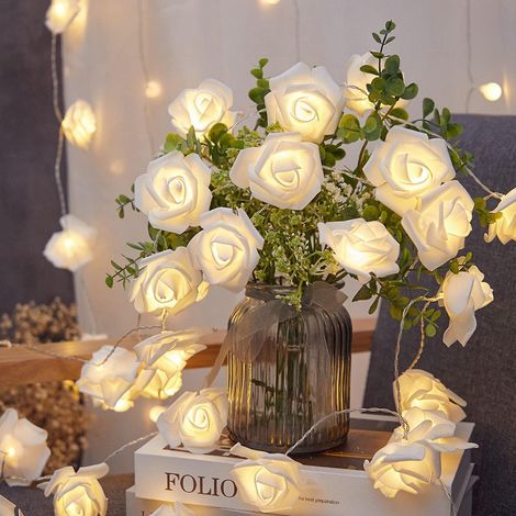 Guirlande lumineuse rose, 6 m de guirlande de roses avec 40 LED pour la Saint-Valentin, Noël, mariage (1/5)