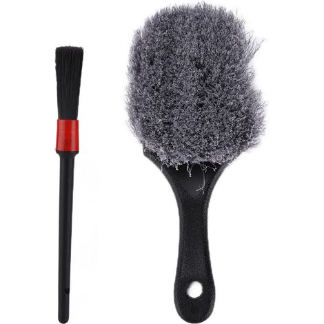 2pcs Brosse de Nettoyage Pneu Voiture Set, Brosse Jante Roue Poils Doux pour Bouches d'Aération Tableau de Bord (1/5)