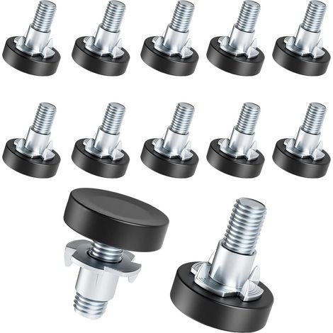 Piedini di livellamento filettati da 1/4", kit di livellamento per mobili regolabile in 12 pezzi con dadi a T, con gambe del tavolo avvitabili filettate. (1/4)