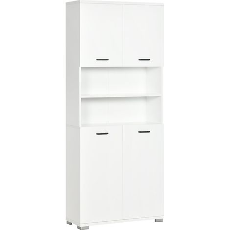 Mobile Bagno 4 ante 2 Ripiani 80x33,5x190 cm in Truciolato Bianco (1/5)