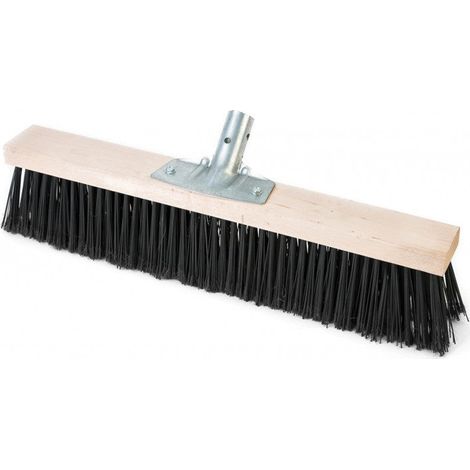 Scopa industriale con supporto in legno e setole piumate in fibra sintetica nera -60 cm