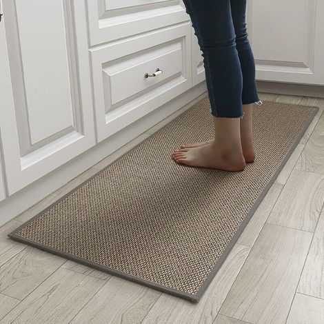 Anro Tapis de Cuisine Lavable. antidérapant. Imitation sisal. Imitation Jute. Tissage - Tapis de Cuisine et de Salle à Manger - Dos en Caoutchouc Naturel - 44 x 120 cm (1/5)