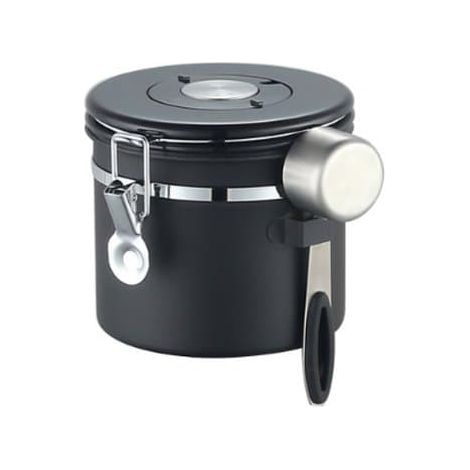 Boîte de conservation pour café 1200 ml, pot en acier inoxydable, cuillère doseuse, roue à dattes, thé, farine, sucre, grains de café, lait en poudre - Noir (1/5)
