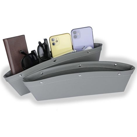 Set aus 2 Aufbewahrungsboxen für den Raum zwischen den Autositzen, aus PU-Leder, universell. (1/5)