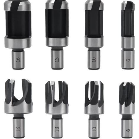 8 Pieces Wood Plug Drill Bit Wood Plug Drill Bit 6mm/10mm/13mm/16mm, Carbon Steel Wood Plug Drill for Woodworking, Claw and Tapered Wood Drill Bits (1/5)