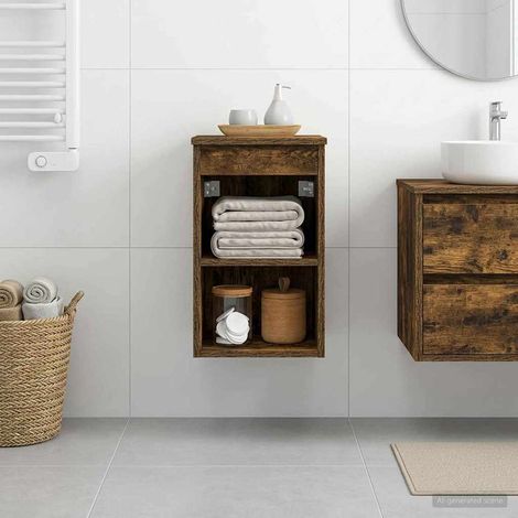 Gabinete de baño intermedio Roble Ahumado 30 x 44,5 x 50 cm