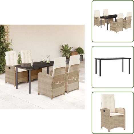 Cojines para sillas - vidaXL Set comedor de jardín 5 pzas con cojines ratán sintético beige - Muebles de exterior
