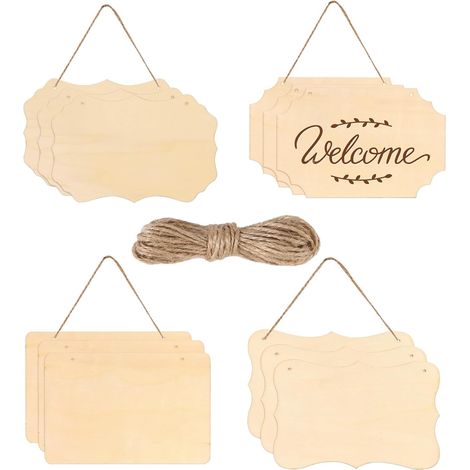 12 Pcs Panneaux en Bois à Suspendre, Panneau Vierge en Bois Rectangulaire Non Fini pour pyrogravure, peinture, écriture,décoration de la maison,bricolage,décorations de Noël (1/5)