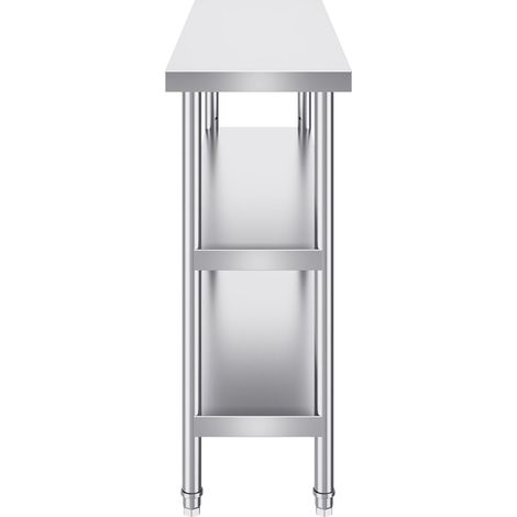 Table de travail inox professionnelle pour cuisine, 35,6 x 121,9 cm. (1/5)
