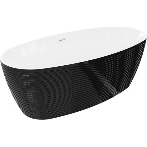 Mexen Lira baignoire îlot motif 170 x 80 cm, blanc/noir, trop-plein blanc- 52831708075-20 (1/5)
