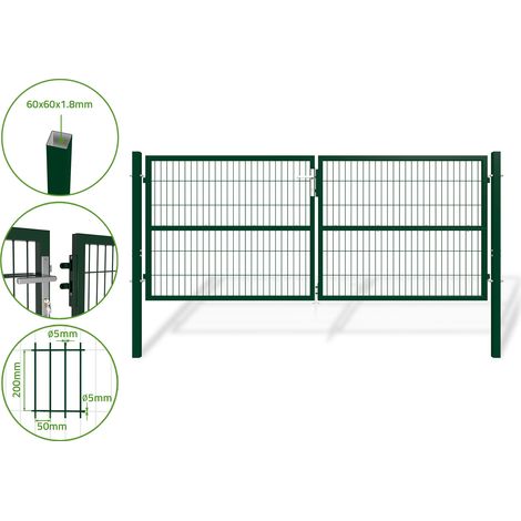 Doppelflügeltor für Stabmattenzaun 3m RAZO 300 x 120 cm Moosgrün (1/5)
