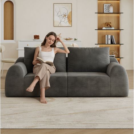 Divano 190 cm in tessuto chenille, schiuma ad alta elasticità, grigio scuro HAVRYA (1/5)
