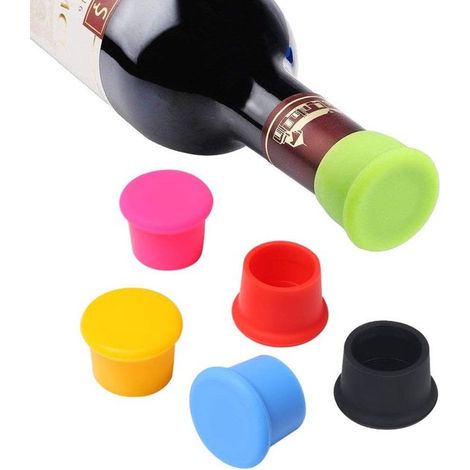 Set di 6 tappi per vino in silicone, tappi rotondi per bottiglie, tappi in silicone riutilizzabili, tappi a corona per bottiglie di vino o birra in vetro, multicolore (1/5)