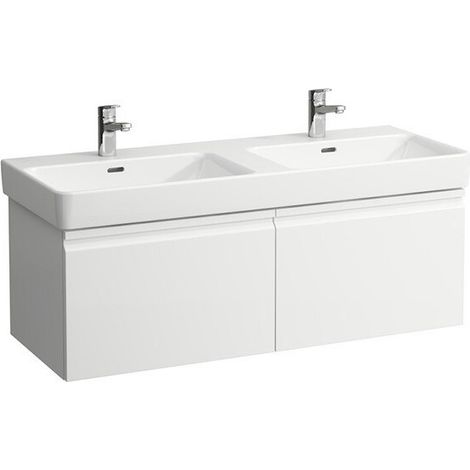 Meuble sous-vasque LAUFEN PRO S 1160 x 395 x 450 mm 2 tiroirs et 2 tiroirs intérieurs LAUFEN blanc brillant