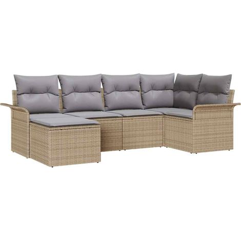 Maison Exclusive - Gartensofa-set mit Kissen 6 pcs Beige Poly-Rat