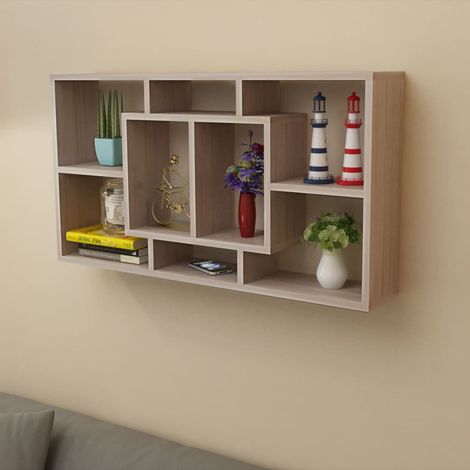 Étagère murale Étagère de Rangement - Meuble de rangement 8 compartiments Couleur de chêne BV373644 - BonneVie (1/5)