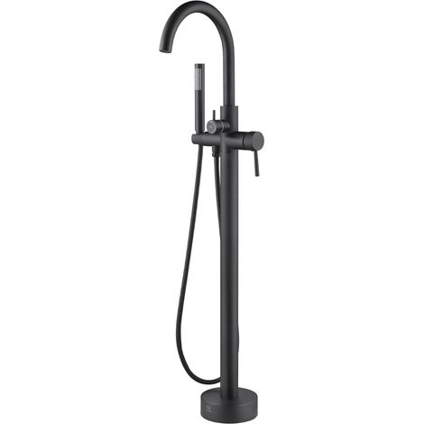 Ogomondo miscelatore a pavimento per vasca freestanding black mumbai in ottone finitura- nero opaco - confezione 1 (1/5)