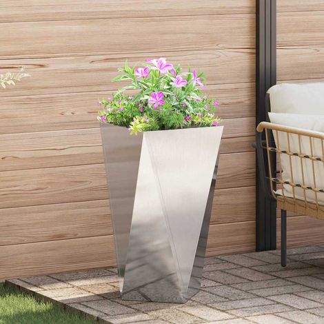 Jardinière-Pot de fleur-Bac à fleurs Argent 40 x 40 x 75 cm Acier inoxydable (1/5)
