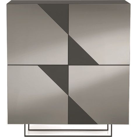 Madia credenza 4 ante in vetro specchio Fum cassa Antracite ARTE 120 con piedini sagomati (1/4)