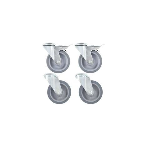 Lenkrollen mit Bolzenloch, 4er-Set, 100 mm - Crezuo