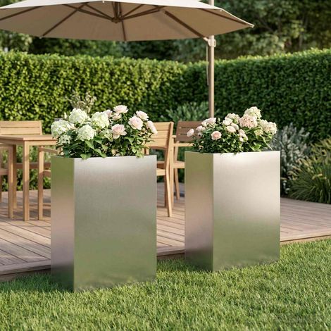 vidaXL Macetero de Jardín 2 uds. Plateado 50 x 40 x 75 cm (1/5)