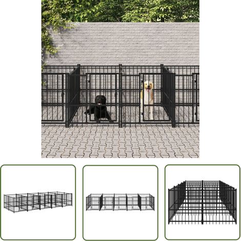 vidaXL Chenil d'extérieur pour chiens Acier 9,38 m²