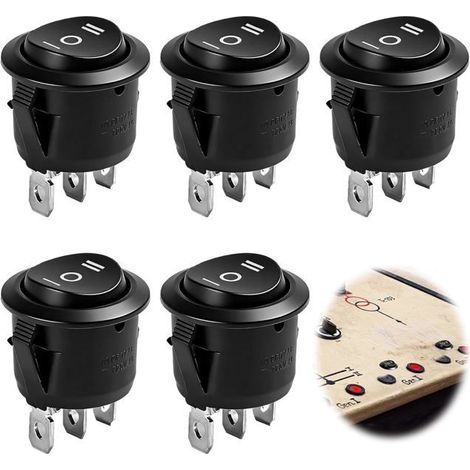 Interrupteur à bascule rond à 3 positions, noir, matériau robuste, étanche IP65, commande 12 V, véhicules et (1/5)