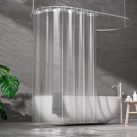 Rideau de douche 100% EVA imperméable et résistant à la moisissure 180 x 200 cm, rideau de douche transparent effet 3D, rideau de douche rideau de douche avec gu (1/5)