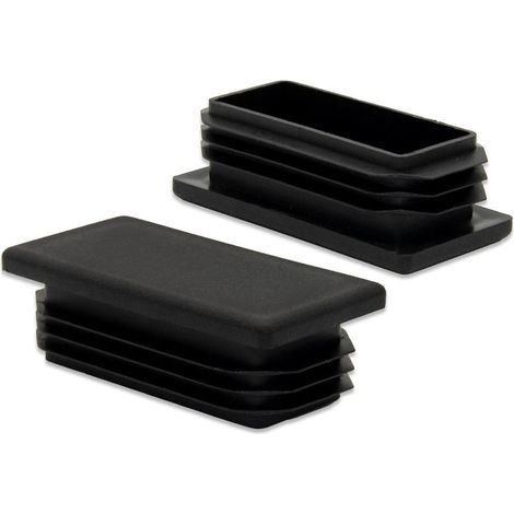 Lot de 20 rectangulaire en Plastique Bouchon Tuyau Durable Bouchon Embout Trou Bouchon Bouchon Insert, Protecteur de Sol Feuille Bouchon Chaise Slider pour Jambes et tuyaux, Noir (1/4)