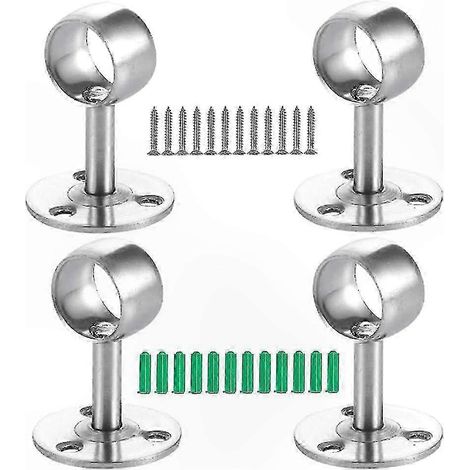 Support de tringle à rideau et penderie, lot de 4 supports muraux pour tubes et extrémités de barres, finition robuste, fixation facile pour dressing et rideaux (1/5)