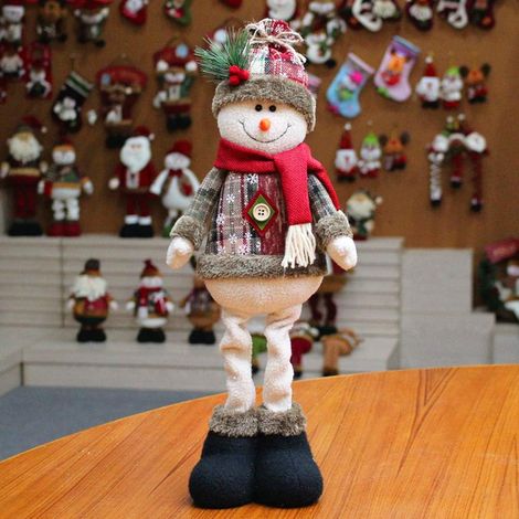 Figurine De Noël - Père Noël Bonhomme De Neige Renne En Peluche - Décoration Fenêtre Intérieur Maison Bureau Magasin - Lot De 3 (1/4)