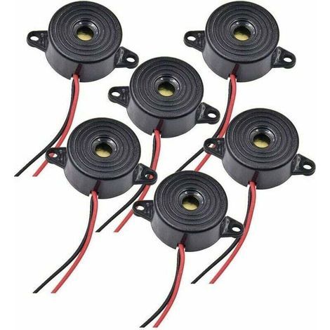 12V elektronischer Summer, DC 3-24V, 12V Sirene, 85dB, physikalisches Alarmsystem, Dauerton, 6 Stück, 120mm Kabel. (1/4)