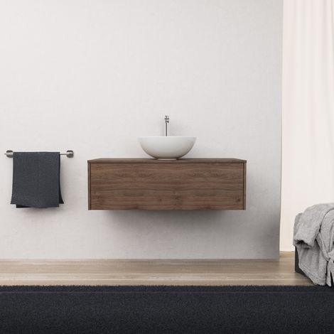 Inda - Mobile bagno L.100 con lavabo in appoggio / Rovere castano