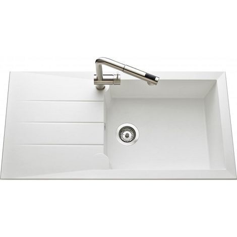 Évier de cuisine blanc MAJORQUE - L 1000 x l 500 mm X P 215 - sous-meuble 50 cm - Aquatop (1/3)