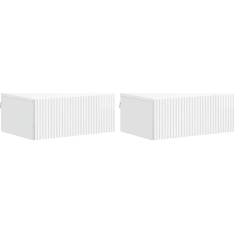 Mobiletto da notte a muro 2 pcs Bianco Lucido 49 x 34,5 x 20 cm vidaXL