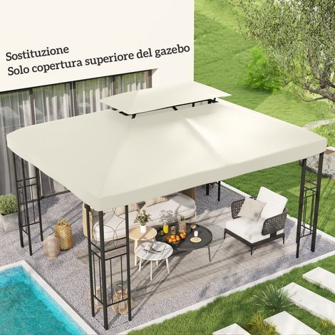 Wasserdichte Polyester-Ersatzplane 3 x 4 m für Gartenpavillondächer, UV-beständig, beige (1/5)