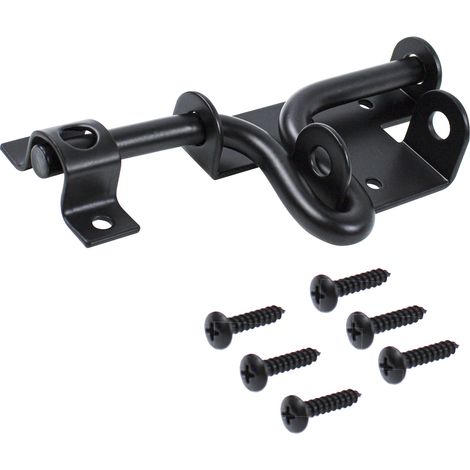 BEBUSINGOTO Lot de 2 loquets de portail à boulon coulissant pour clôture en bois, matériel de verrouillage de portail à boulon coulissant noir robuste avec trou de cadenas, loquet de porte (1/5)