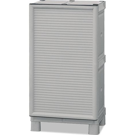 Dmora Mehrzweckschrank für den Außen und Innenbereich, niedriger Kleiderschrank mit 1 Tür und 1 Polypropylenregal, 100% Made in Italy, 50x39h92 cm, hellgraue Farbe