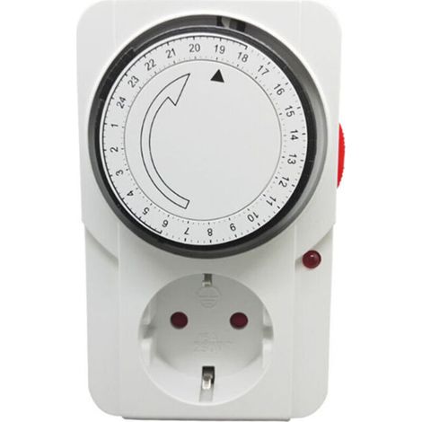 Mechanical timer switch. Indicator light. 3000W. Mechanical timer socket, white, 16A (1/4)