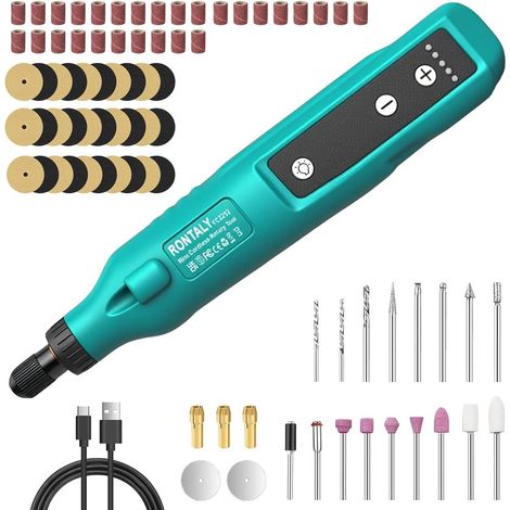 Polisseuse électrique sans fil rechargeable par USB, dotée d'un système de stabilisation à double roulement et d'une lumière LED. Convient pour sculpter et polir le jade, le métal, le bois, etc. (1/5)