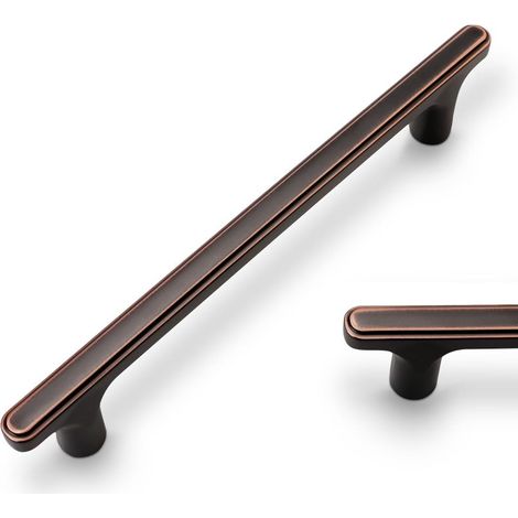 Beyamis Poignées de porte de placard de cuisine vintage en bronze, 128 mm, noir et or, lot de 10. (1/5)