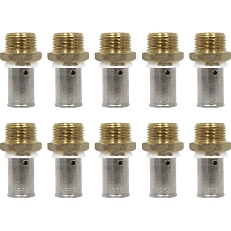 Ibp Bänninger – Lot de 10 raccords PER à sertir Ø12x1,1 – Mâle 3/8" (12/17) – Raccord de qualité pro pour eau chaude sanitaire – Compatible avec pince à sertir (1/6)