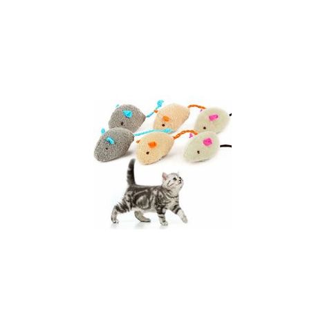 Lot de 6 souris en peluche pour chat, 3 couleurs, jouets pour chatons – (1/4)