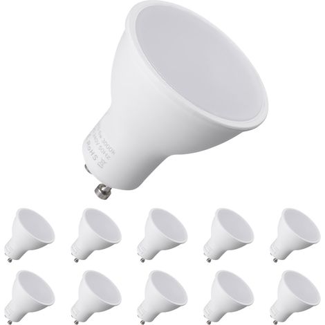 Ampoules LED GU10 6 W 3000 K blanc chaud 550 lm, lot 10. Équivalent 60 W halogène, angle 120°, économique pour éclairage maison et commerce. (1/4)
