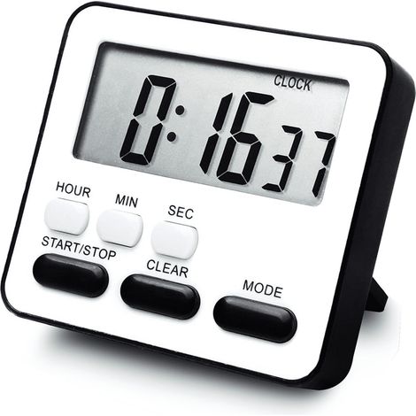 Küchentimer mit Countdown, Multifunktionswecker, Tischuhr, schwarz