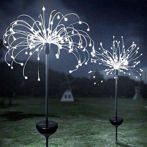 GROOFOO Lampe de feux d'artifice de jardin solaire étanche 2PCS,lumières de jardin extérieures solaires multicolores,lumières de feux d'artifice lumières solaires Starburst,pour la fête de parterre de (1/5)