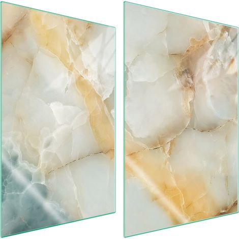 Plaque de protection en verre pour cuisine, 2 x 35 x 52 cm, marbre (1/5)