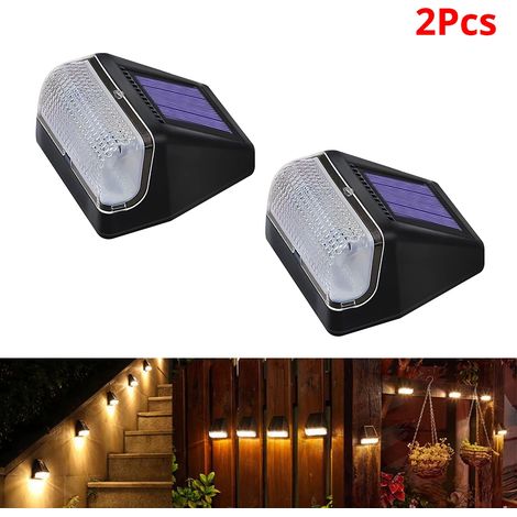 (Lot de 2 lampes solaires LED à lumière chaude) Lampe murale d'intérieur, éclairage de rue par induction, extérieur, IP65, étanche à la pluie, décoration de cour, jardin, escalier, éclairage nocturne (1/5)